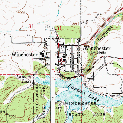 Topographic Map of Winchester Post Office, ID