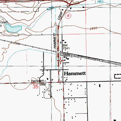 Topographic Map of Hammett Post Office, ID