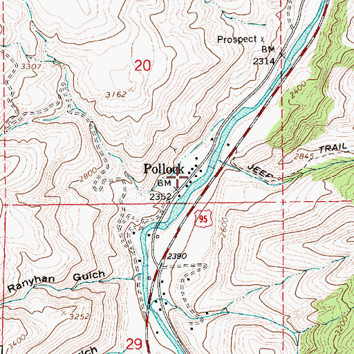 Topographic Map of Pollock Post Office, ID