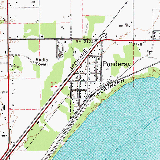 Topographic Map of Ponderay Post Office, ID