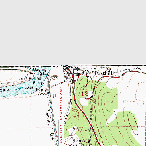 Topographic Map of Porthill Post Office, ID