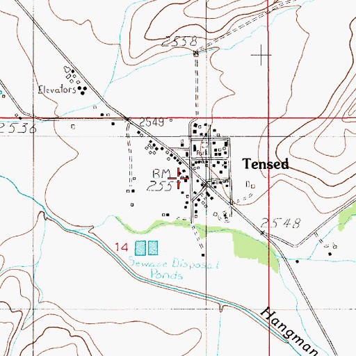 Topographic Map of Tensed Post Office, ID