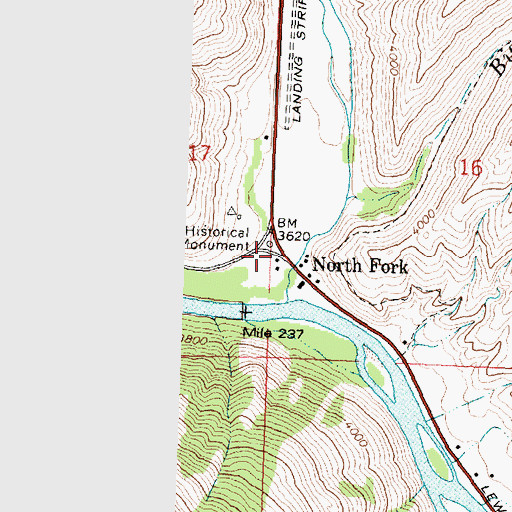 Topographic Map of North Fork Post Office, ID