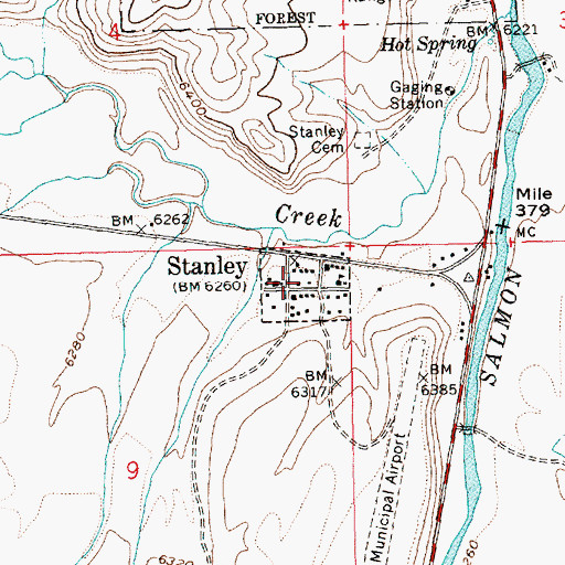 Topographic Map of Stanley Post Office, ID