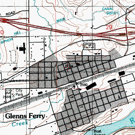 Topographic Map of Glenns Ferry Post Office, ID