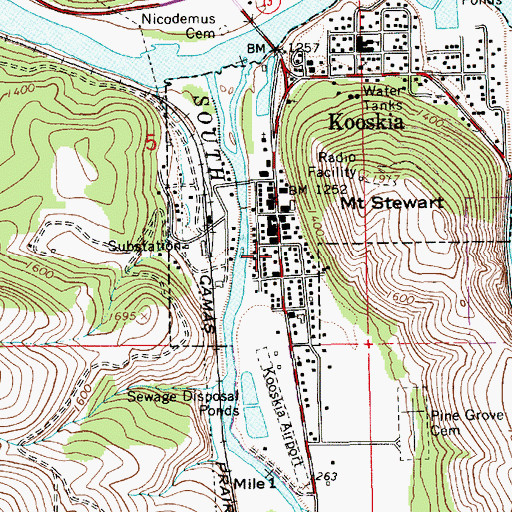Topographic Map of Kooskia Post Office, ID