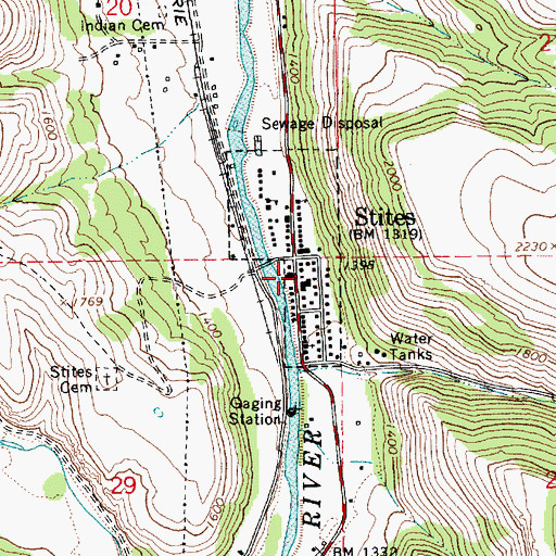 Topographic Map of Stites Post Office, ID