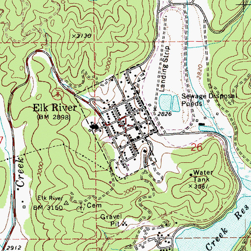 Topographic Map of Elk River Post Office, ID