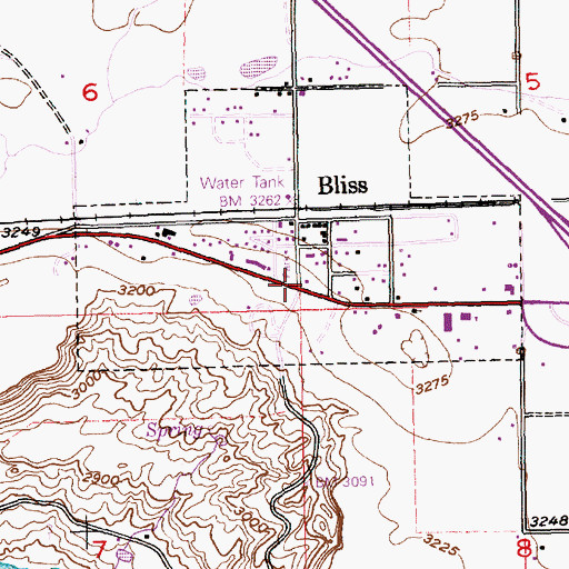 Topographic Map of Bliss Post Office, ID
