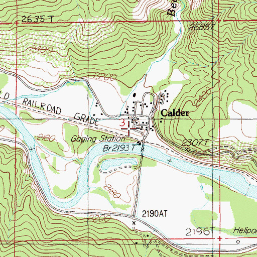 Topographic Map of Calder Post Office, ID