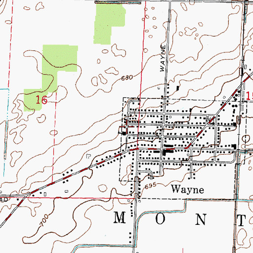 Topographic Map of Wayne Police Department, OH