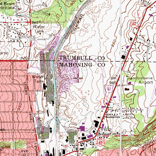 Topographic Map of Northeast Ohio Correctional Center, OH