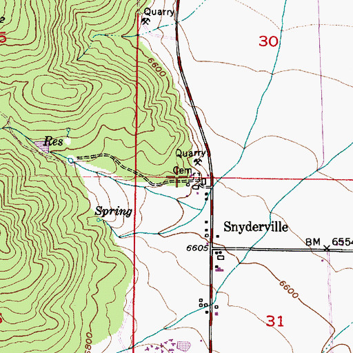 Topographic Map of Snyderville Pioneer Cemetery, UT