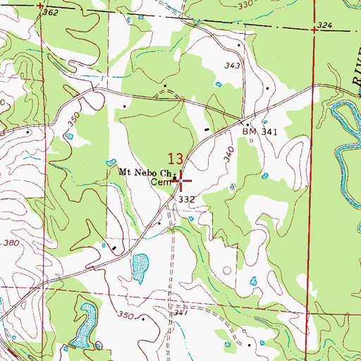 Topographic Map of Mount Nebo Baptist Church Cemetery, MS
