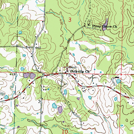 Topographic Map of Polkville Pentecostal Cemetery, MS