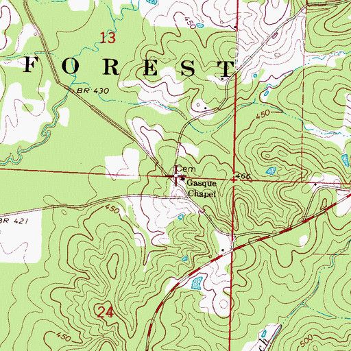 Topographic Map of Gasque Chapel Cemetery, MS