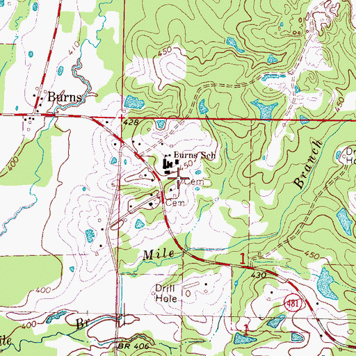 Topographic Map of Barber Cemetery, MS