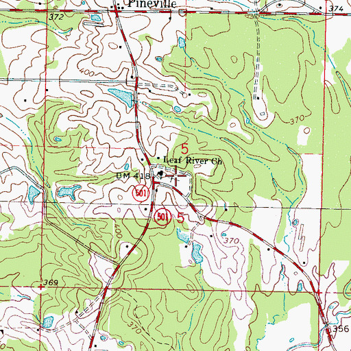 Topographic Map of Leaf River Baptist Church Cemetery, MS