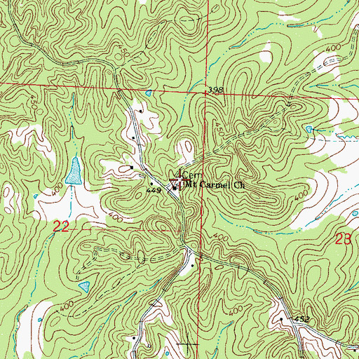 Topographic Map of Mount Carmel Cemetery, MS