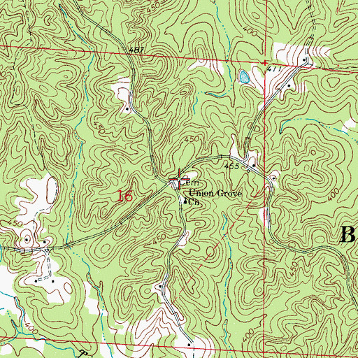 Topographic Map of Union Grove Cemetery, MS
