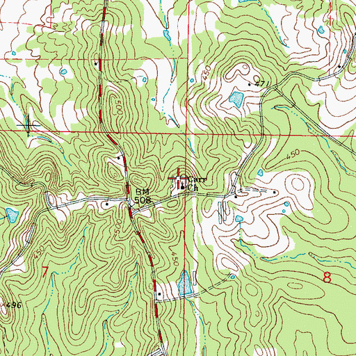 Topographic Map of Carr Methodist Church Cemetery, MS