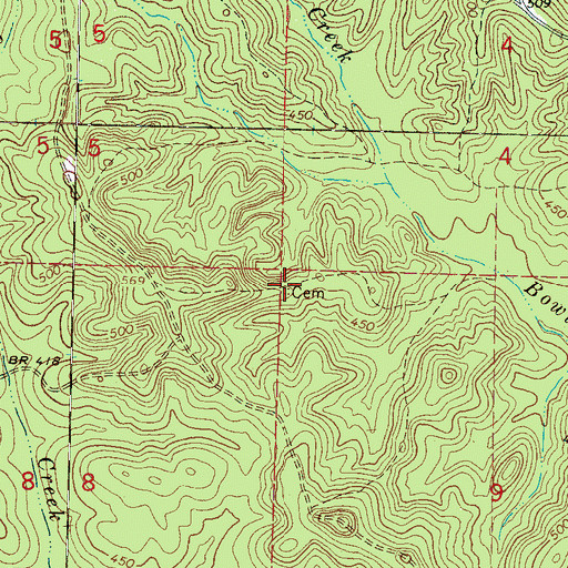 Topographic Map of Old Henderson Cemetery, MS
