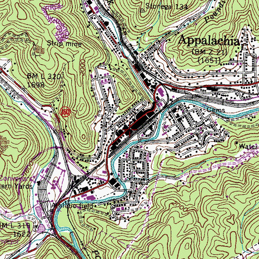 Topographic Map of Appalachia Police Department, VA