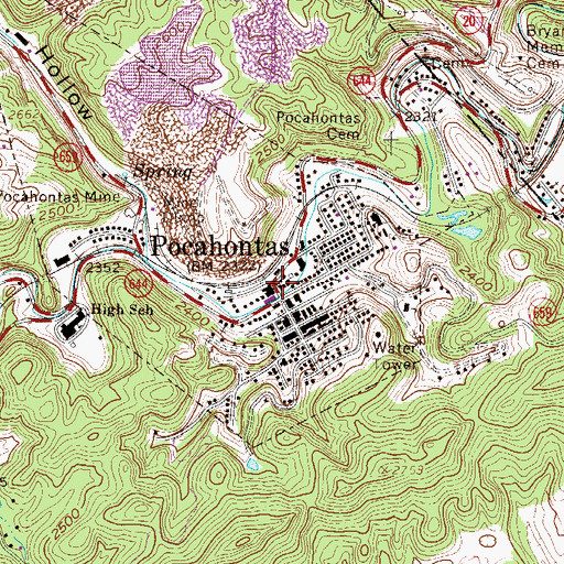 Topographic Map of Pochahontas Police Department, VA