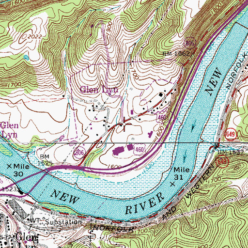 Topographic Map of Glen Lyn Police Department, VA