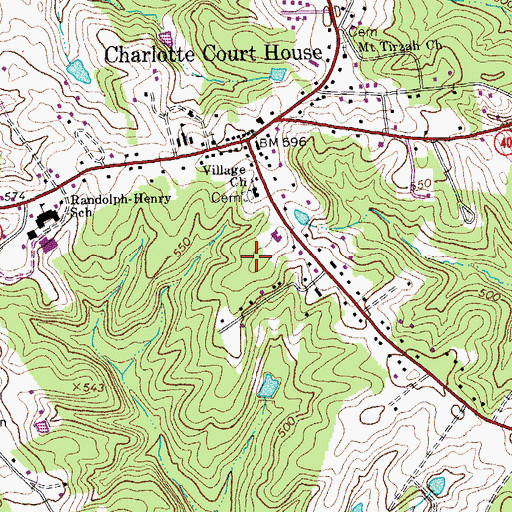 Topographic Map of Charlotte County Sheriff's Office, VA