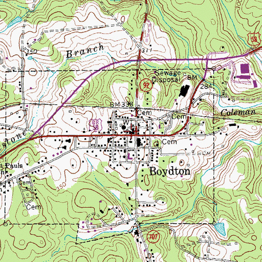 Topographic Map of Boydton Police Department, VA