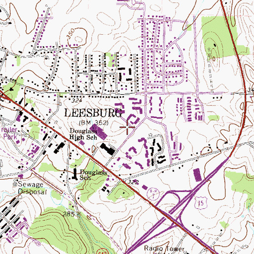 Topographic Map of Leesburg Police Department, VA