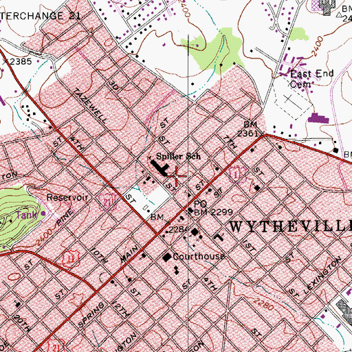 Topographic Map of Wytheville Police Department, VA
