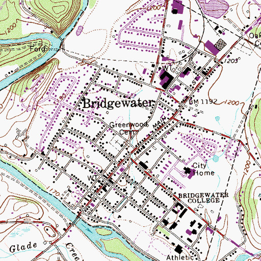 Topographic Map of Bridgewater Police Department, VA