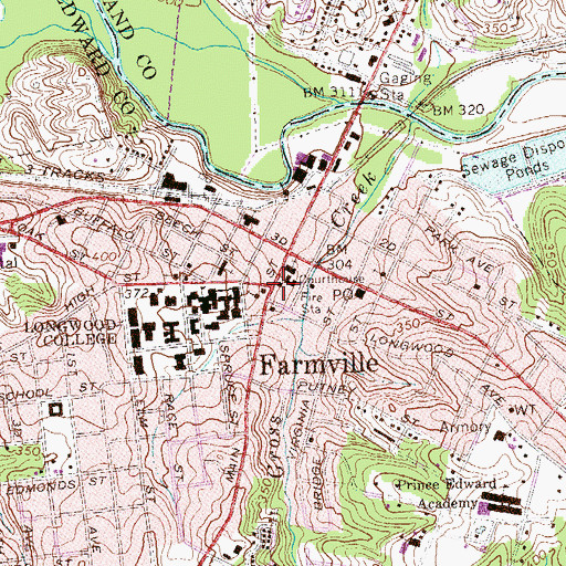 Topographic Map of Farmville Police Department, VA