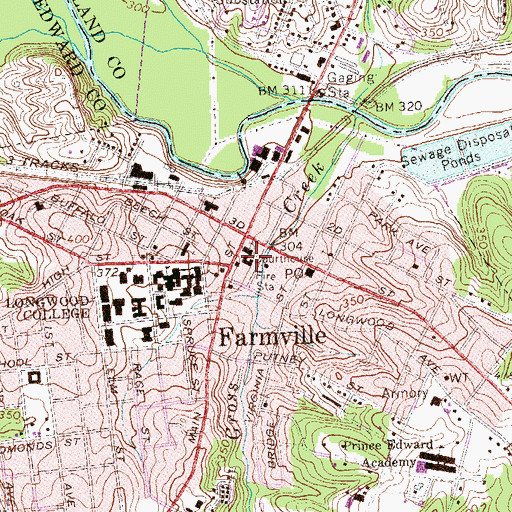 Topographic Map of Prince Edward County Sheriff's Office, VA