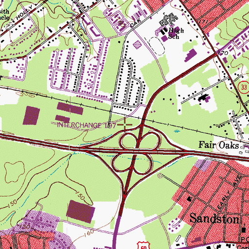 Topographic Map of Henrico County Police Department - South Station, VA