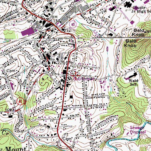 Topographic Map of Franklin County Sheriff's Office, VA