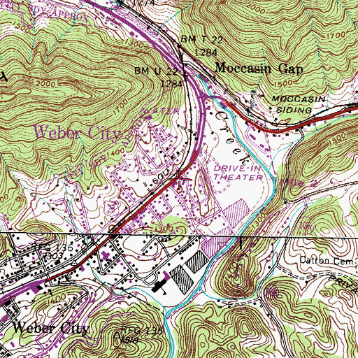 Topographic Map of Weber City Police Department, VA