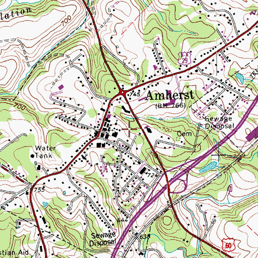 Topographic Map of Amherst County Sheriff's Office, VA