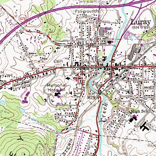 Topographic Map of Page County Jail, VA
