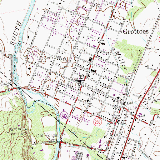 Topographic Map of Grottoes Police Department, VA