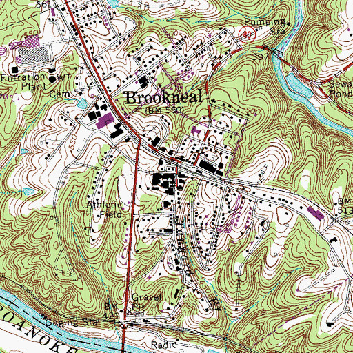 Topographic Map of Brookneal Police Department, VA