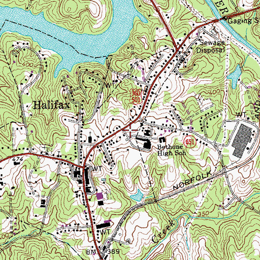 Topographic Map of Virginia State Police Division 3 Area 23 Office, VA