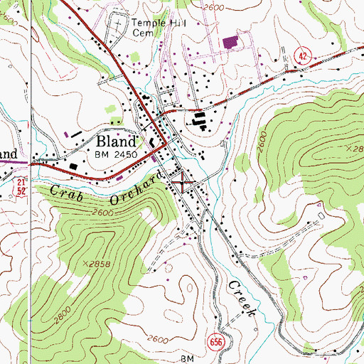 Topographic Map of Bland County Sheriff's Office, VA