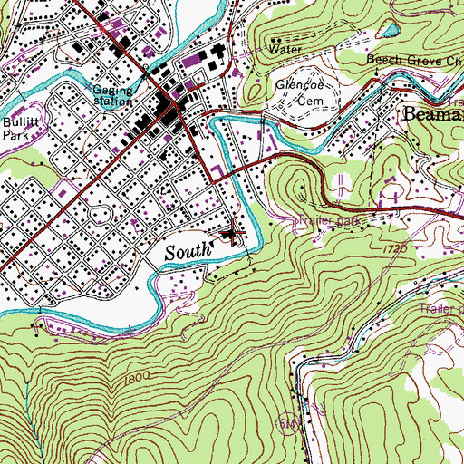 Topographic Map of Big Stone Gap Police Department, VA