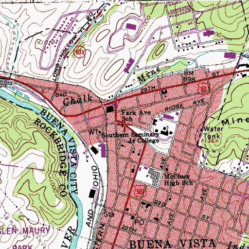 Topographic Map of Buena Vista Police Department, VA