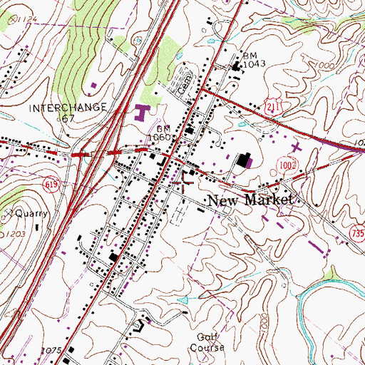 Topographic Map of New Market Police Department, VA