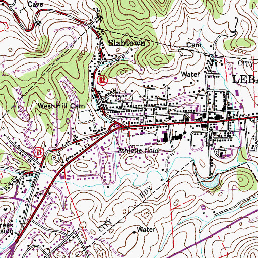 Topographic Map of Lebanon Police Department, VA