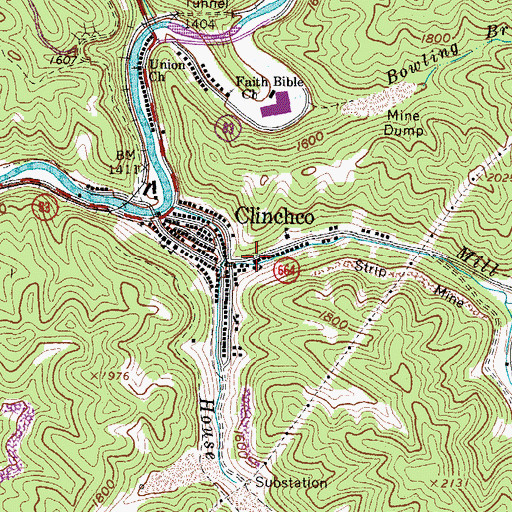 Topographic Map of Clinchco Police Department, VA